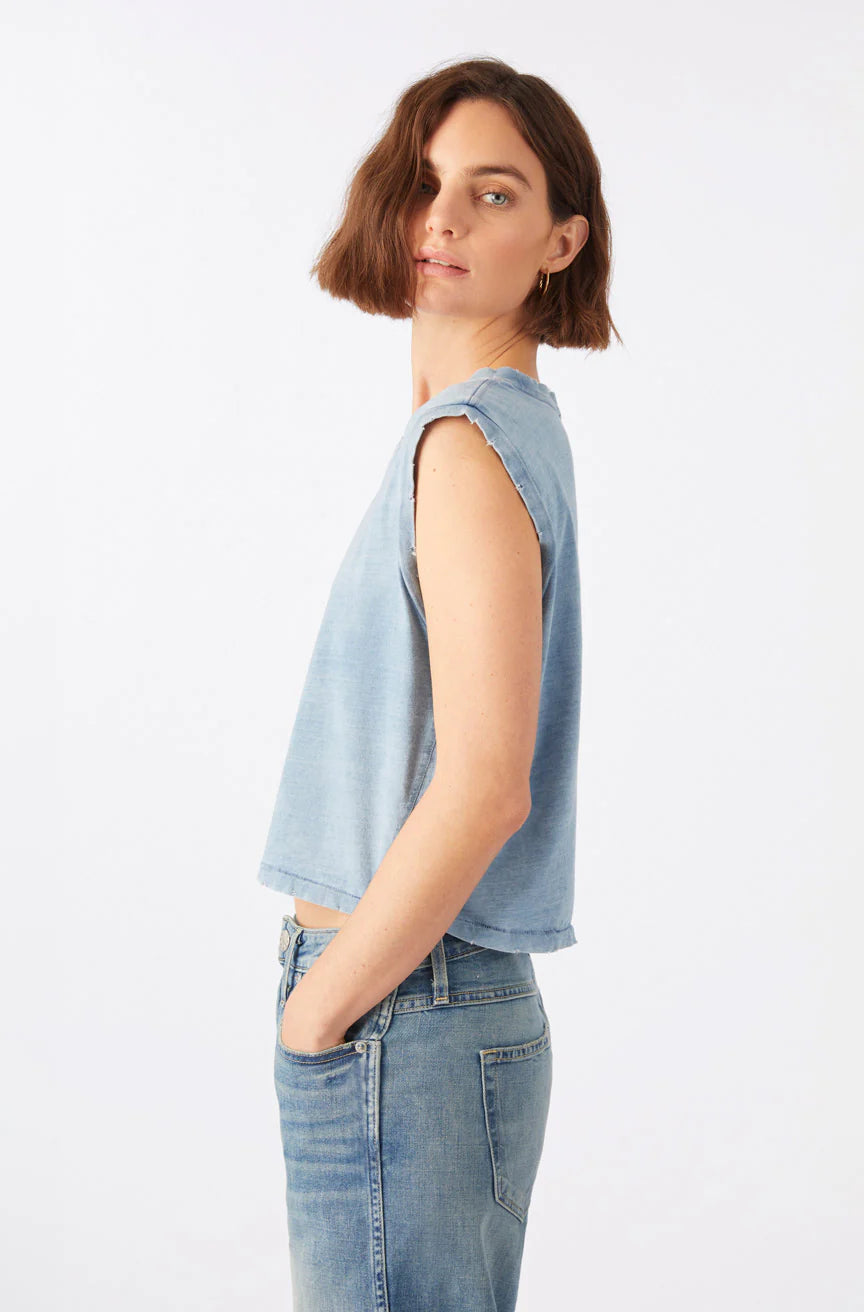 Sleeveless Babe Indigo Stone Wash Tee