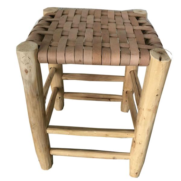 AB Moroccan Leather Woven Stool